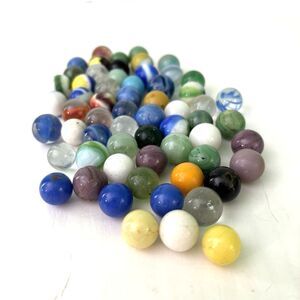 Marbles Bundle of 61 Vintage Blue Green Yellow Purple Orange White Mix
